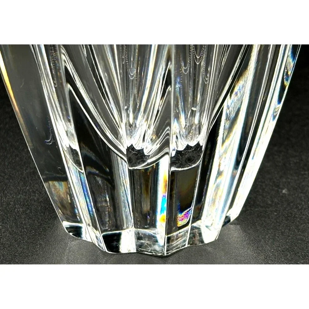Vintage Orrefors Heavy Crystal Flower Vase Signed Made in Sweden 5.75” Gorgeous!